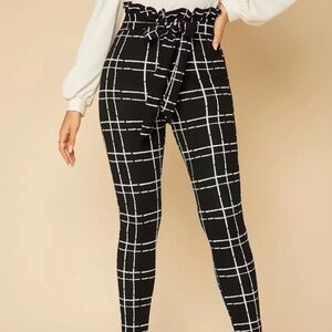 Black and white checkered paper bag pants size large